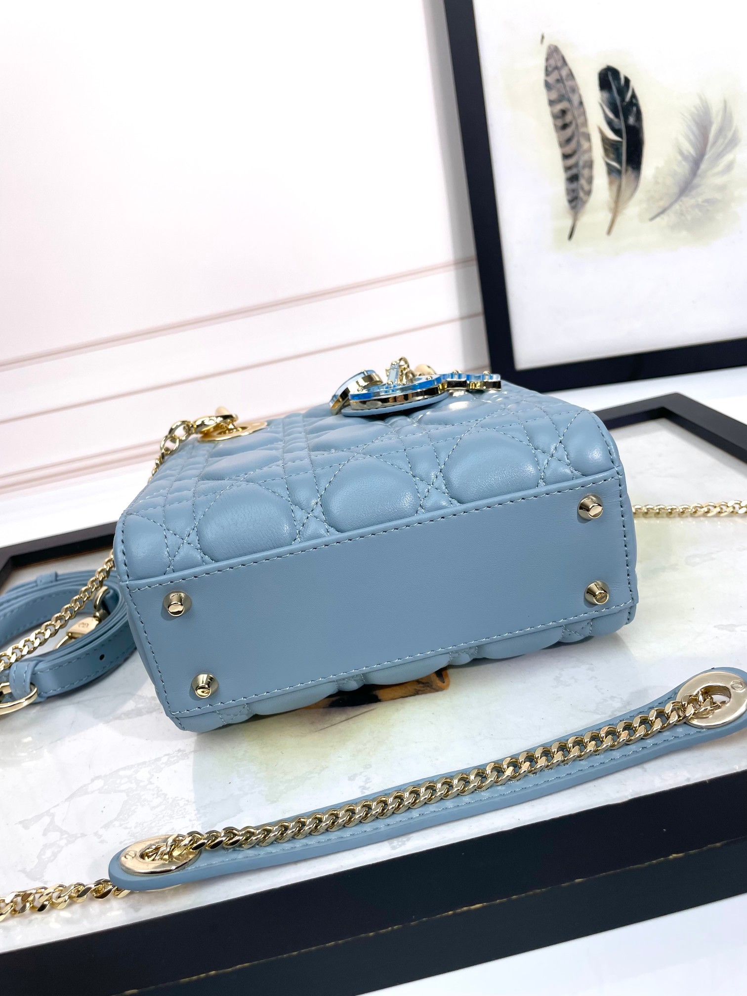 Mini Lady Dior Bag Sky Blue Cannage Lambskin